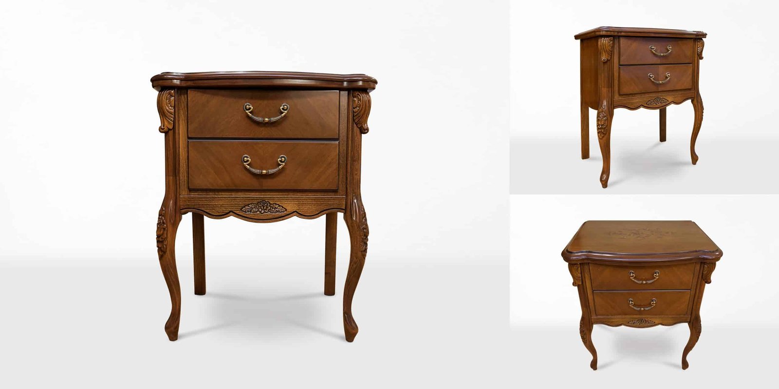 Dormitor INA lemn masiv sculptat cu intarsie Cires Nuc