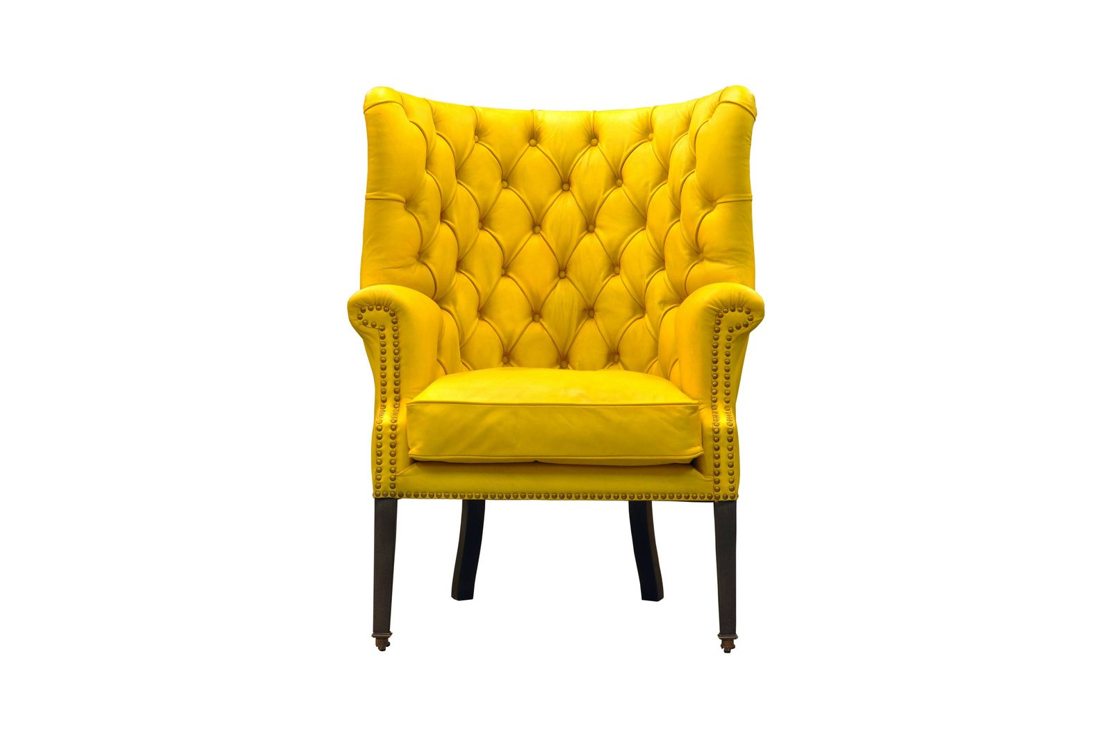 Fotoliu Chesterfield piele naturala - tip Churchill XL - finisaj galben Mat