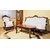 Set Canapea si fotolii PRESTO  canapea clasica lemn  masic cu sculptura Piele naturala si stofa, canapea clasica cu sculptura,