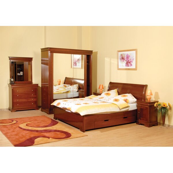 Mobila Dormitor Casanova - pat lemn masiv cu lada / spatiu depozitare