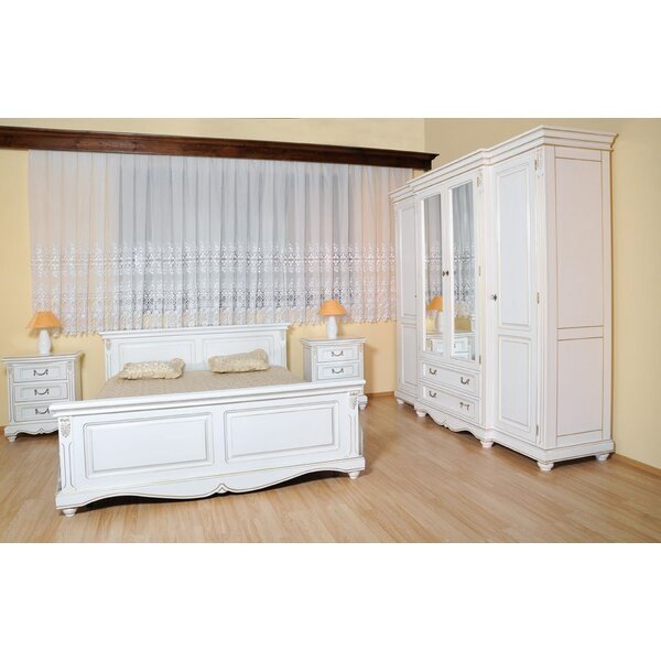 Mobila / Mobilier Dormitor clasic alb cu patina - ansamblu 1